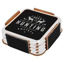 Load image into Gallery viewer, Custom Square Leatherette 4-Coasters Set