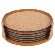 Load image into Gallery viewer, Custom 4" Round Laserable Leatherette 6-Coaster Set, Personalized Engraving Gifts shipped from USA.