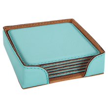 Load image into Gallery viewer, Custom 4" x 4" Square Laser Leatherette 6-Coaster Set, Personalized Engraving Gifts shipped from USA.