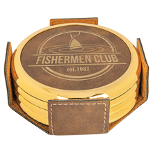 Load image into Gallery viewer, Custom Laserable Leatherette Round 4-Coasters Set