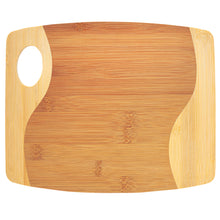 Load image into Gallery viewer, Bamboo Two Tone Cutting Board with Handle, Personalized Engraving Gifts shipped from USA.