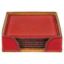 Load image into Gallery viewer, Custom 4" x 4" Square Laser Leatherette 6-Coaster Set, Personalized Engraving Gifts shipped from USA.