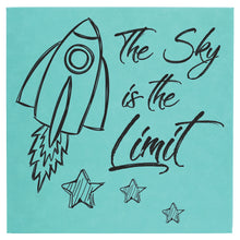 Load image into Gallery viewer, Teal/Black Laserable Leatherette Wall Decor with Sawtooth Hanger