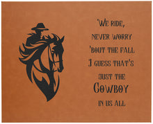 Load image into Gallery viewer, Rawhide/Black Laserable Leatherette Wall Decor with Sawtooth Hanger