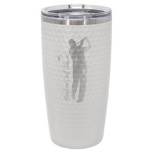 Load image into Gallery viewer, 20 oz. White Golf Tumbler with Dimples and Clear Slider Lid, Polar Camel, Custom.