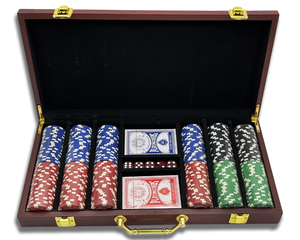 Custom Rosewood Finish 300 Chip Poker Set