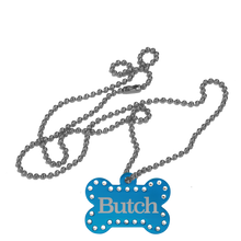 Load image into Gallery viewer, Swarovski Bling Bone with Tab Dog Tags

