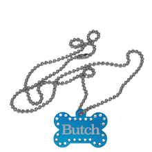 Load image into Gallery viewer, Swarovski Bling Bone with Tab Dog Tags