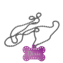 Load image into Gallery viewer, Swarovski Bling Bone with Tab Dog Tags