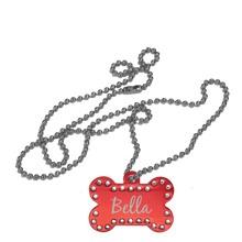 Load image into Gallery viewer, Swarovski Bling Bone with Tab Dog Tags