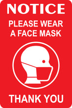 Load image into Gallery viewer, Face Mask Notice Sign
