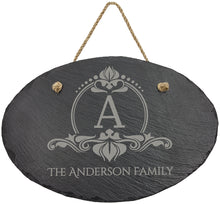 Load image into Gallery viewer, Custom Oval Slate Decor with Hanger String
