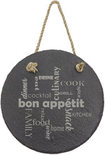 Load image into Gallery viewer, Custom Round Slate Decor with Hanger String