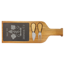 Load image into Gallery viewer, Acacia Wood/Slate Serving Board with Two Tools, Personalized Engraving Gifts shipped from USA.