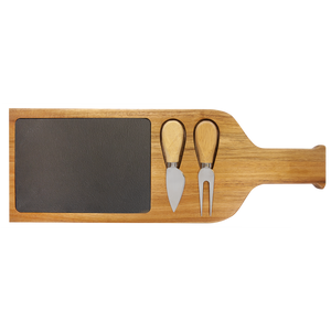 Acacia Wood/Slate Serving Board with Two Tools