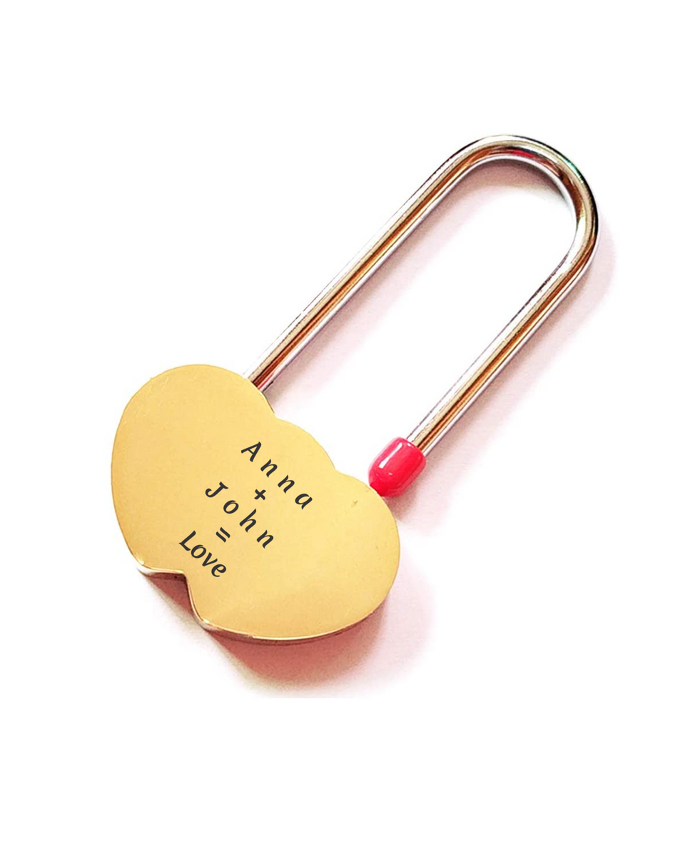 Engraved Heart Love Lock With Key - Travel Bridge Love Locks For Honeymoon, Wedding Anniversary, Gift For Wife, Paris Love Lock Bridge - View #4