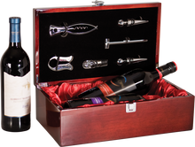 Load image into Gallery viewer, Custom Rosewood Piano Finish Double Bottle Wine Box with Tools

