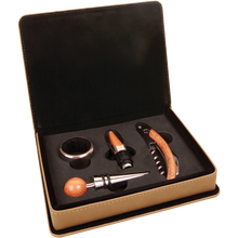 Load image into Gallery viewer, Custom Leatherette 4-Piece Wine Tool Set