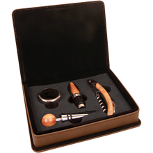 Load image into Gallery viewer, Custom Leatherette 4-Piece Wine Tool Set