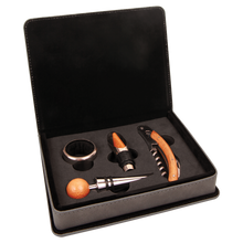 Load image into Gallery viewer, Custom Leatherette 4-Piece Wine Tool Set
