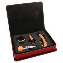Load image into Gallery viewer, Custom Leatherette 4-Piece Wine Tool Set