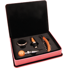 Load image into Gallery viewer, Custom Leatherette 4-Piece Wine Tool Set