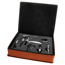 Load image into Gallery viewer, Custom Leatherette 5-Piece Wine Tool Gift Set