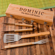 Load image into Gallery viewer, Custom 3-Piece BBQ Set in Bamboo Case