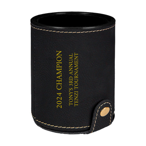 Personalized Laserable Leatherette Dice Cup with 5 Dice