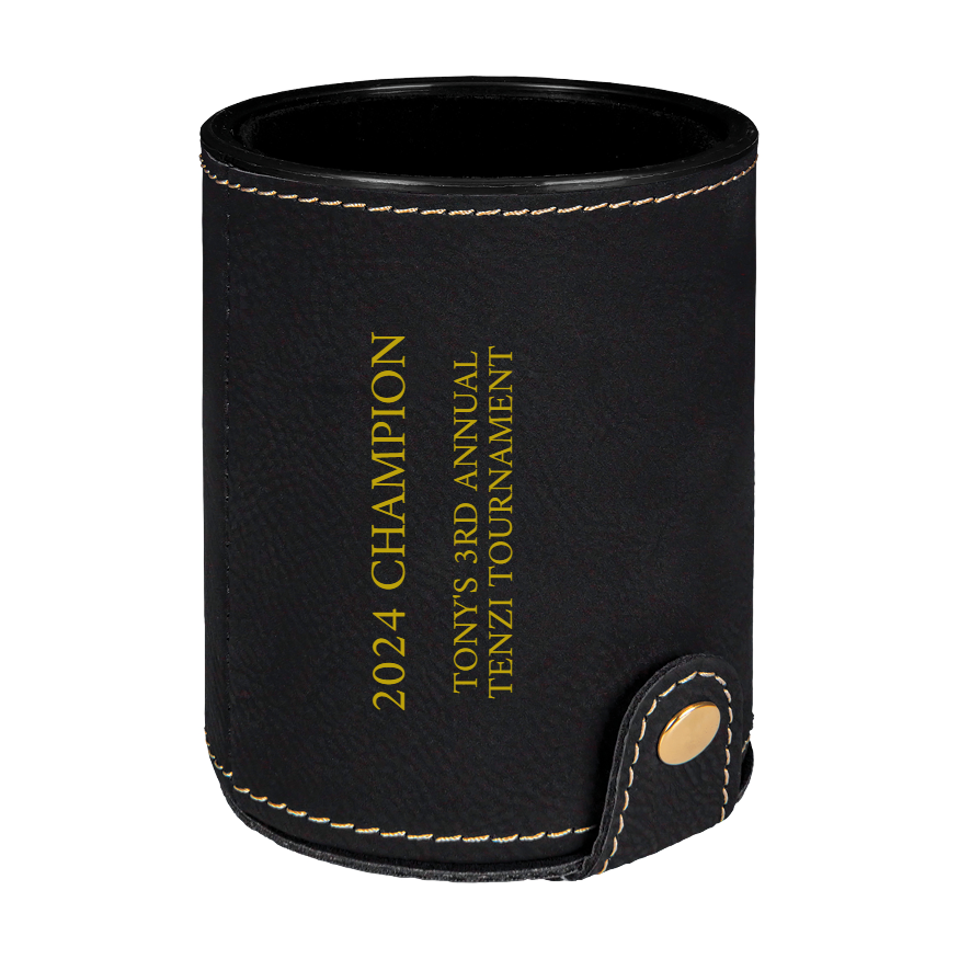 Personalized Laserable Leatherette Dice Cup with 5 Dice