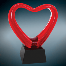 Load image into Gallery viewer, 6 1/2" Red Heart Art Glass with Black Base, Personalized Engraving Gifts shipped from USA.
