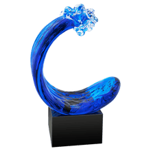 Load image into Gallery viewer, 8 1/2" Blue Wave Art Glass, Personalized Engraving Gifts shipped from USA.

