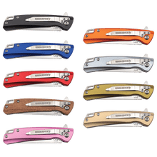 Load image into Gallery viewer, Bison River 4" Pocket Knife with Ball Bearing Open Mechanism, Anodized Aluminum/Stainless Steel, Personalized Engraving Gifts shipped from USA.
