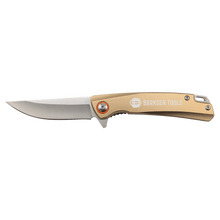 Load image into Gallery viewer, Bison River 4" Pocket Knife with Ball Bearing Open Mechanism, Anodized Aluminum/Stainless Steel, Personalized Engraving Gifts shipped from USA.
