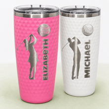 Load image into Gallery viewer, 20 oz. Golf Tumbler with Dimples and Clear Slider Lid, Polar Camel, Custom. Personalized Engraving Gifts shipped from USA.
