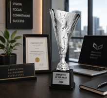 Load image into Gallery viewer, Silver/Gold Metal Flag Cup Trophy with free custom plate, Personalized Engraving Gifts shipped from USA.
