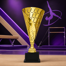 Load image into Gallery viewer, Silver/Gold Metal Flag Cup Trophy with free custom plate, Personalized Engraving Gifts shipped from USA.
