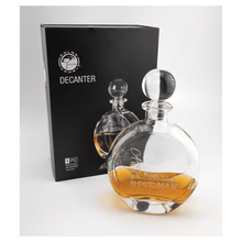 Load image into Gallery viewer, 750ml Flat Round Glass Decanter Set with Four 10 oz. Rocks Glasses. Personalized Engraving Gifts shipped from USA.
