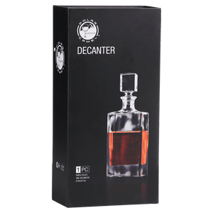 Custom 810ml Rectangle Glass Decanter Set with Four 8 oz. Glasses in a Black Gift Box