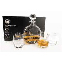 Load image into Gallery viewer, 750ml Flat Round Glass Decanter Set with Four 10 oz. Rocks Glasses. Personalized Engraving Gifts shipped from USA.
