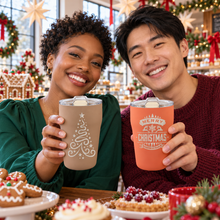 Load image into Gallery viewer, Engraved Christmas Tumbler, 13 oz Polar Camel Ceramic-Lined Coffee Cup with Slider Lid, 25 Holiday Designs, 8 Colors Personalized Engraving Gifts shipped from USA.
