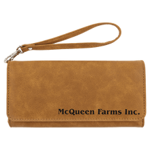 Load image into Gallery viewer, Personalized Wristlet Wallet, Engraved RFID Leatherette Wallet, Custom Women’s Wallet with Strap, Creekside Collection Gift
