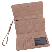 Load image into Gallery viewer, Personalized Wristlet Wallet, Engraved RFID Leatherette Wallet, Custom Women’s Wallet with Strap, Creekside Collection Gift
