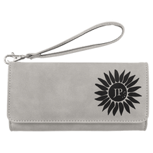 Load image into Gallery viewer, Personalized Wristlet Wallet, Engraved RFID Leatherette Wallet, Custom Women’s Wallet with Strap, Creekside Collection Gift
