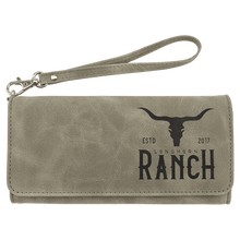 Load image into Gallery viewer, Personalized Wristlet Wallet, Engraved RFID Leatherette Wallet, Custom Women’s Wallet with Strap, Creekside Collection Gift
