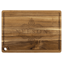 Load image into Gallery viewer, Acacia Cutting Board with Drip Ring and Corner Hole, Personalized Engraving Gifts shipped from USA.
