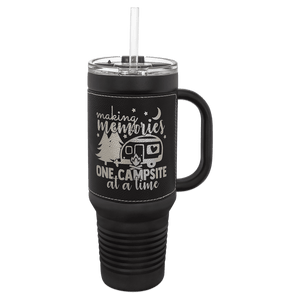 Custom Polar Camel 40 oz. Laserable Leatherette Travel Mug with a Handle, Straw Included