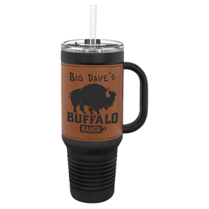 Custom Polar Camel 40 oz. Laserable Leatherette Travel Mug with a Handle, Straw Included