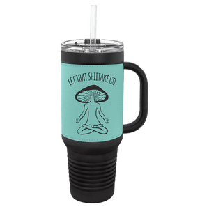 Custom Polar Camel 40 oz. Laserable Leatherette Travel Mug with a Handle, Straw Included