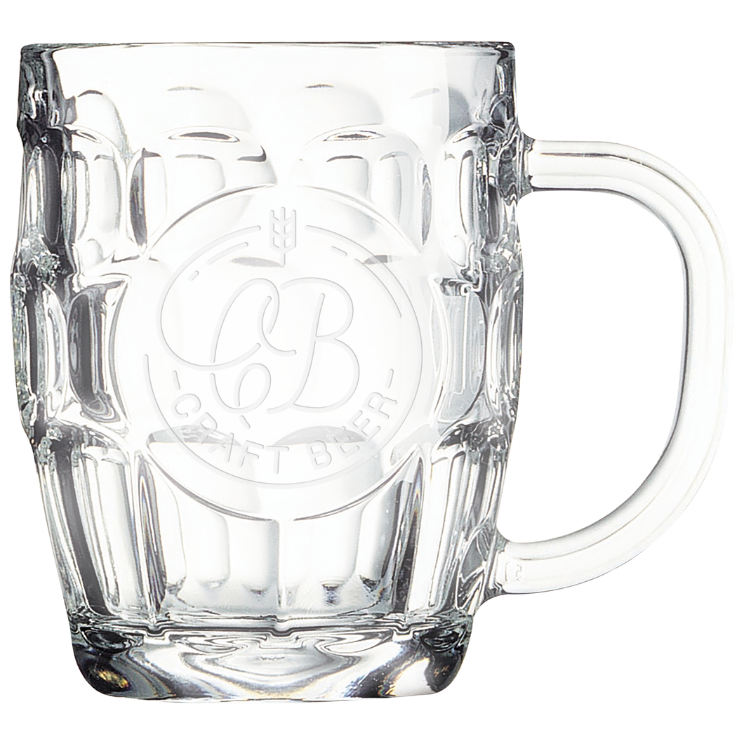Custom 20 oz. Beer Mug with Oval Engraving Area and Handle